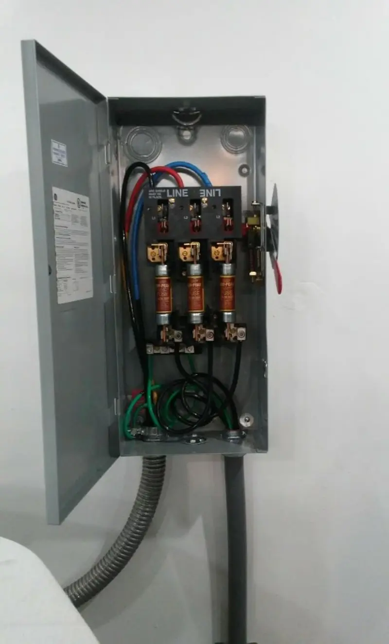 Three-phase disconnect switch installed for Smoke Detector Installation in Hallandale Beach